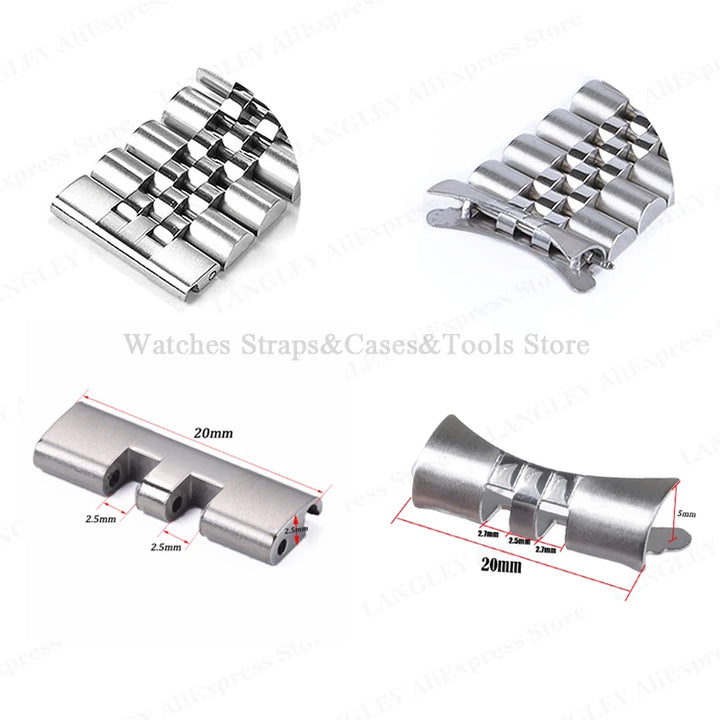 Stainless Steel Curved End Link – 18/22mm, for Seiko SKX007/009 Jubilee & Oyster