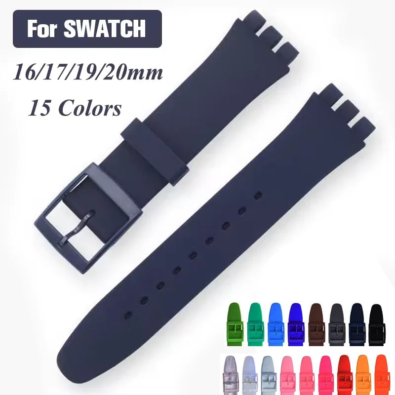 Soft Silicone Colorful Watch Strap for Swatch – 16-20mm with Tool