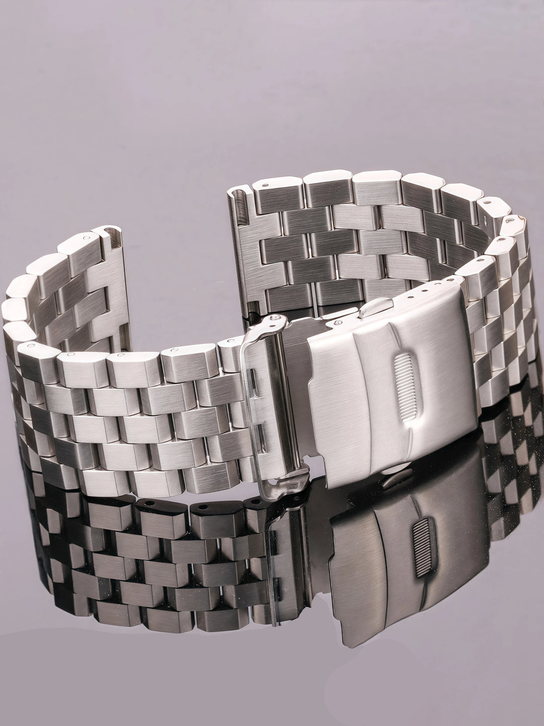 Solid Stainless Steel Watch Bracelet – Silver Brushed (18-24mm)