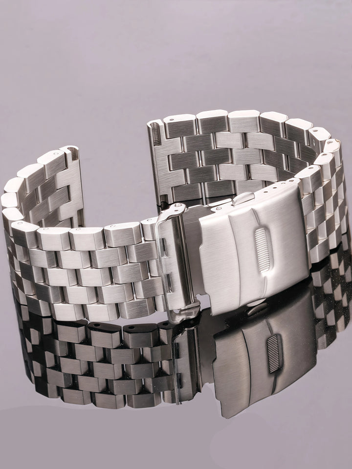 Solid Stainless Steel Watch Bracelet – Silver Brushed (18-24mm)