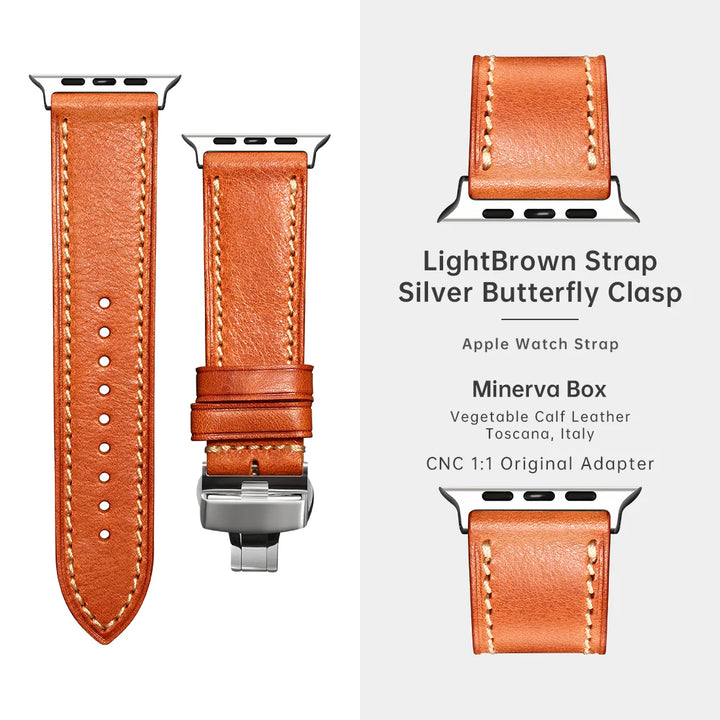 2023New Apple Watch Strap Ultra 2 49mm Series 9 8 7 6 SE 45mm 44mm 41mm 40mm Vegetable Calf Leather Bands For Apple Watch