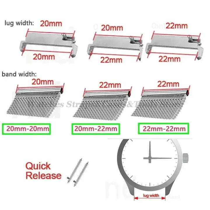 Metal Watch Strap Adapters 18–22mm Quick Release Connectors
