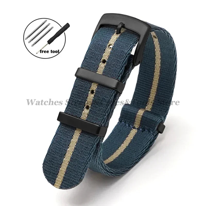 Nylon Watch Strap for Omega 007 for Seamaster 300 Canvas Watchband 18mm 20mm 22mm 24mm for Seiko Men Sport Bracelet Wrist Band