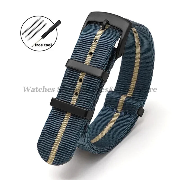 Nylon Watch Strap for Omega 007 for Seamaster 300 Canvas Watchband 18mm 20mm 22mm 24mm for Seiko Men Sport Bracelet Wrist Band