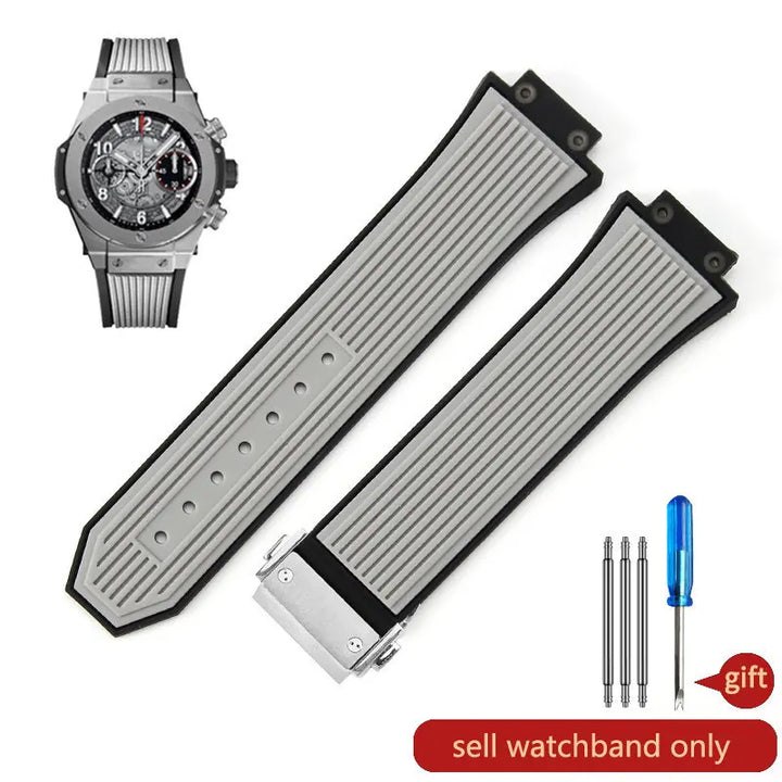 Soft Silicone Watch Band 27×17mm for Hublot Big Bang (Waterproof, Steel