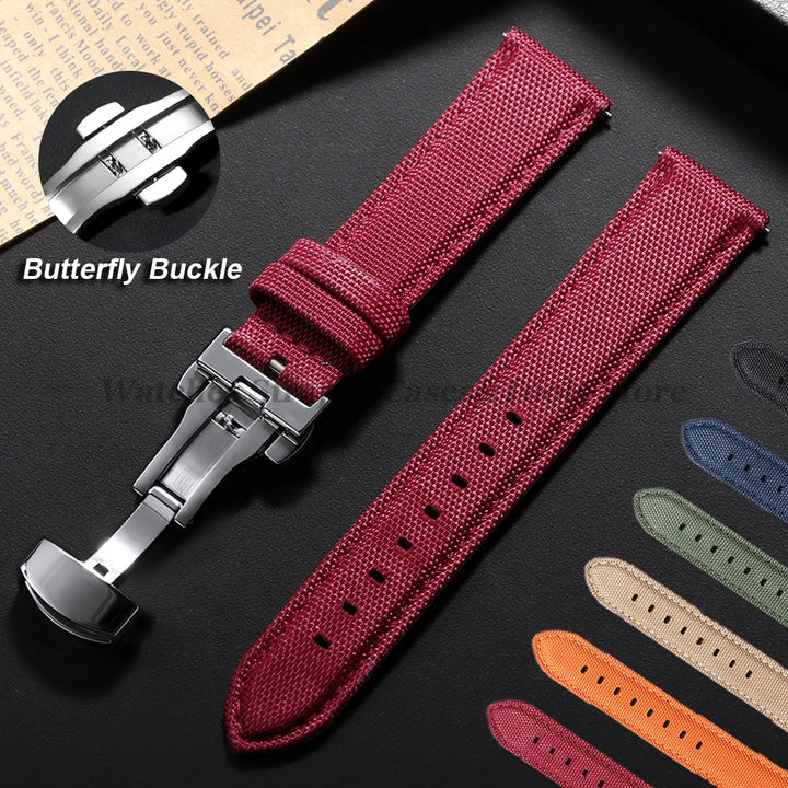 Sailcloth Nylon Watch Strap – 20-22mm Butterfly Buckle