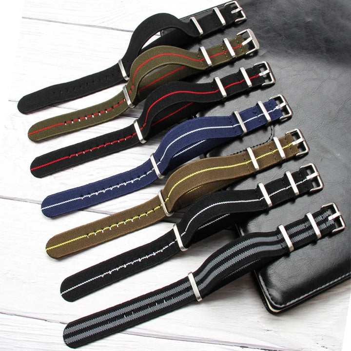 Trendy Nylon Military Watch Strap – 18/20/22mm Elastic French Troops Style