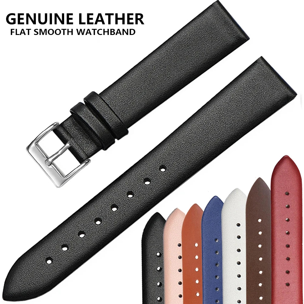 Genuine Leather Watch Strap – Smooth Finish 12–22mm
