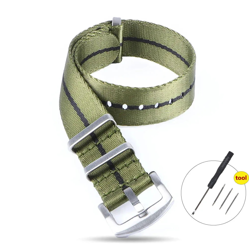 High‑Density Nylon Watch Strap – 20/22mm, Military Style