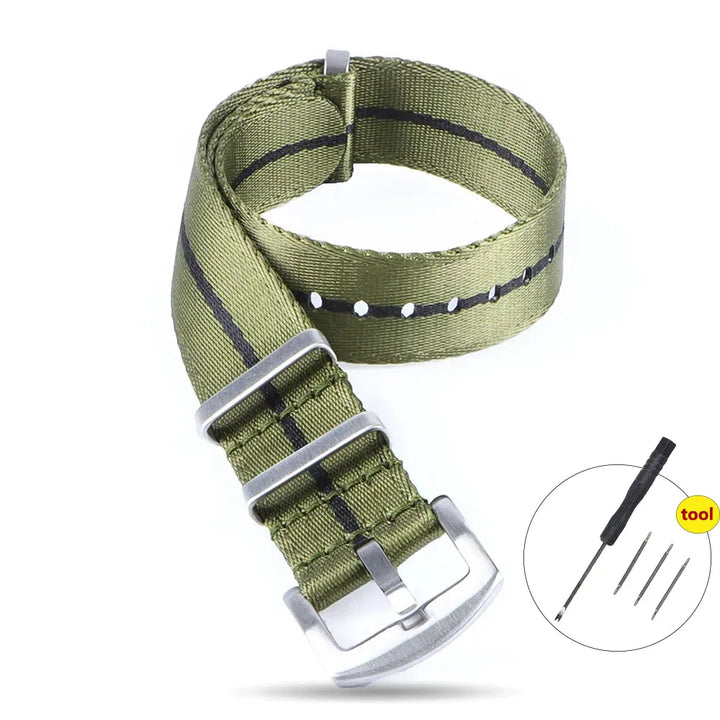 High‑Density Nylon Watch Strap – 20/22mm, Military Style