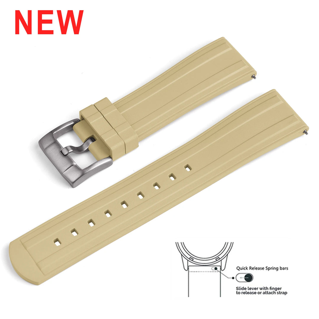 Original New Design Frosted Grain HNBR Rubber Watch Strap 20mm 22mm Locking Feature Quick Release Diving OSAND Rubber Watch Band