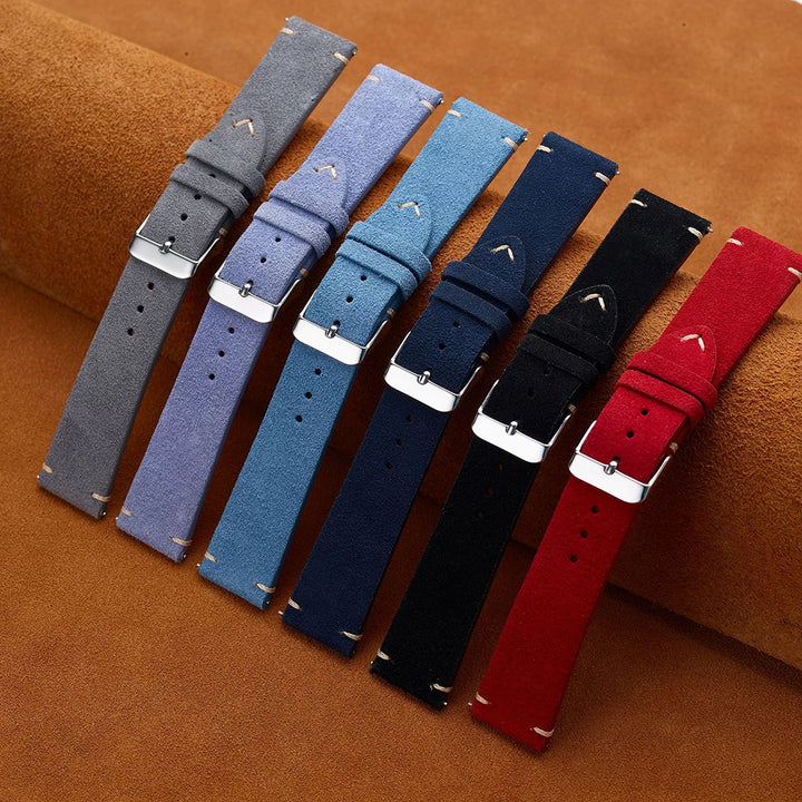 Quick Release Soft Suede Leather Watch Strap (14–22mm)