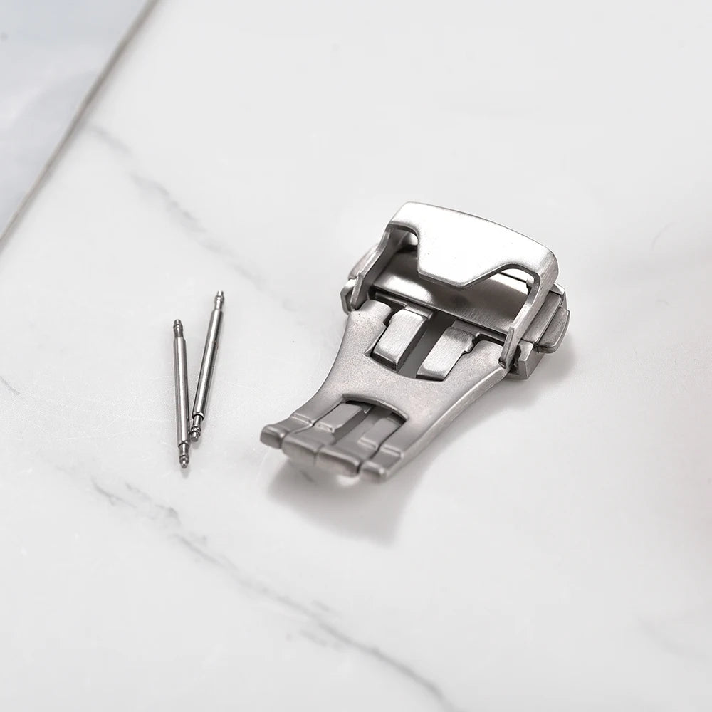 Steel Brush Deployment Clasp For Omega 18mm 20mm 22mm Stainless Steel Buckle Leather Rubber Watchband Clasp Metal Folding Buckle