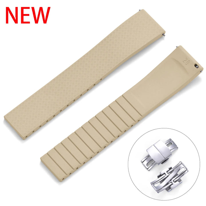 NATOBELT CTS FKM Rubber Watch Strap – 18–22mm Quick Release Butterfly Buckle, Cut-to-Size