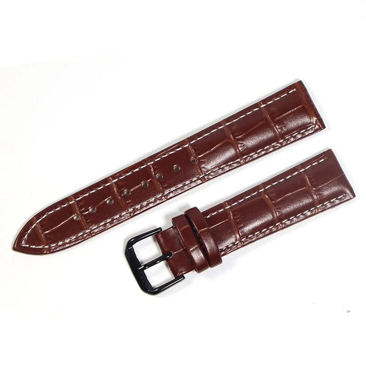 Genuine Leather Watch Strap with Steel Pin Buckle (12-24mm)