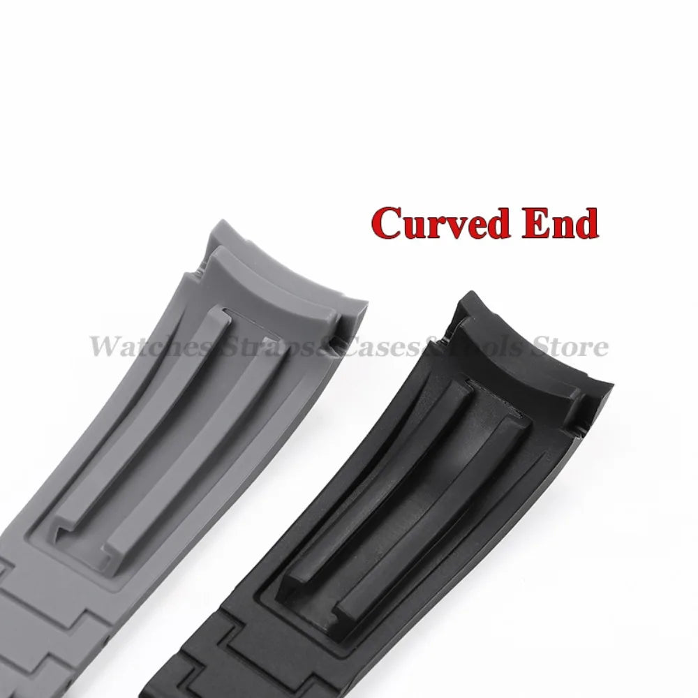 Curved Rubber Watch Strap for Rolex Daytona/Submariner – 20–22mm, Silicone