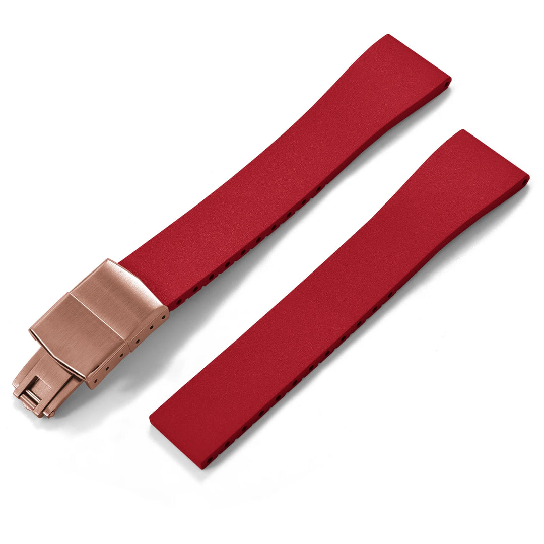 JUELONG CTS FKM Rubber Watch Strap 16–22mm Quick Release with Rose Gold Butterfly Buckle