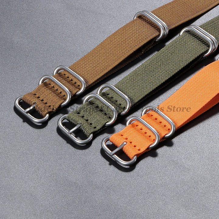 Sailcloth Nylon Watch Strap with Ring Buckle (18–24mm)