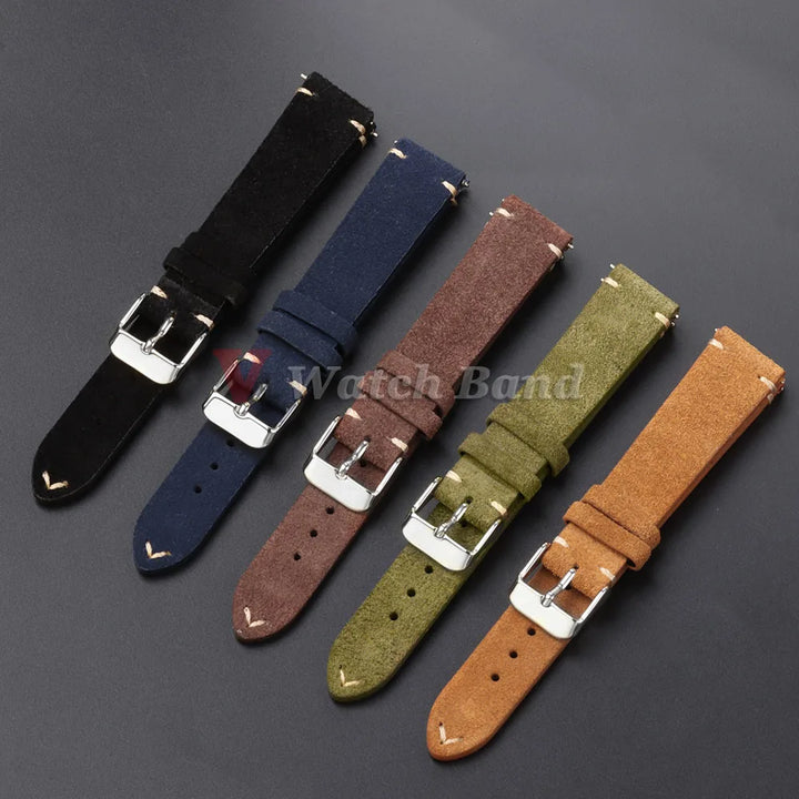 Quick Release Soft Suede Leather Watch Strap (14–22mm)