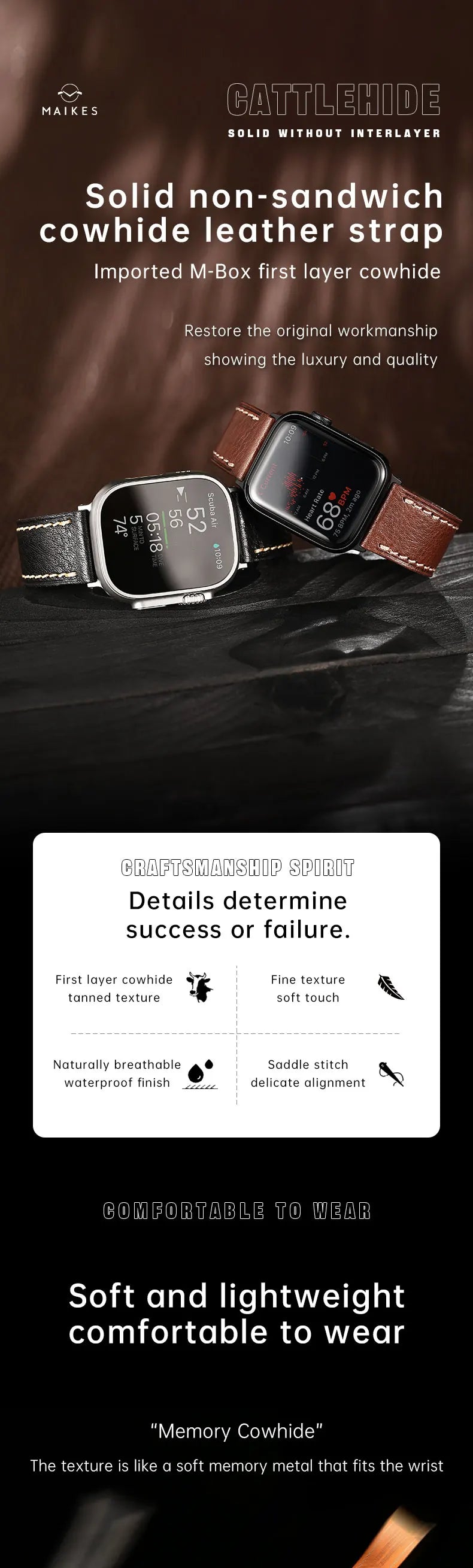 2023New Apple Watch Strap Ultra 2 49mm Series 9 8 7 6 SE 45mm 44mm 41mm 40mm Vegetable Calf Leather Bands For Apple Watch