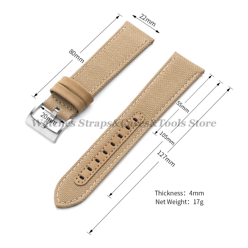 Premium Sailcloth Nylon Strap (20–22mm) – Waterproof QR