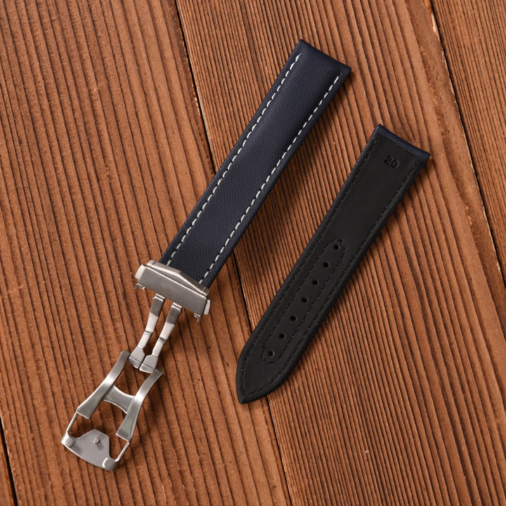 NATOBELT FKM Rubber Leather Sailcloth Watch Strap Quick Release Watchband 20mm 22mm For Omega/Rolex/MoonSwatch/Seiko