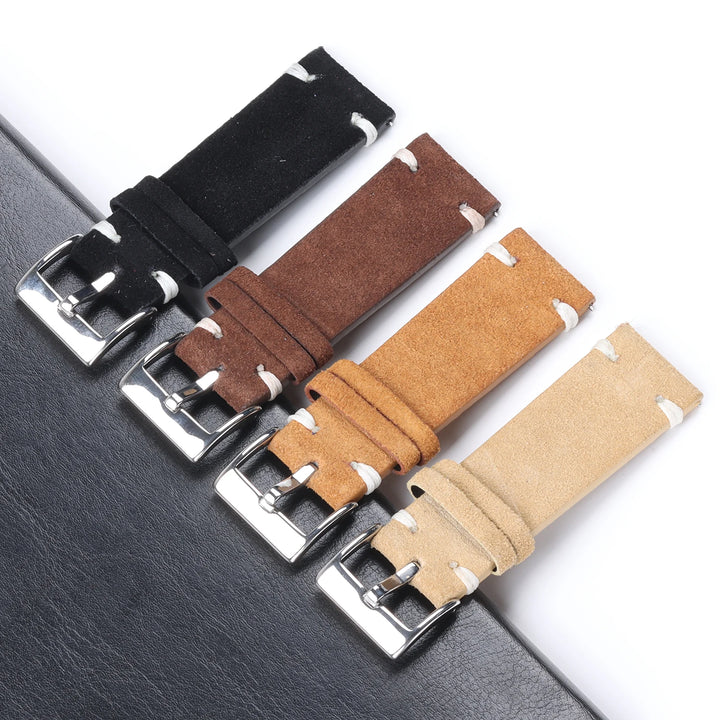 Vintage Suede Leather Watch Strap (Handmade Stitching)