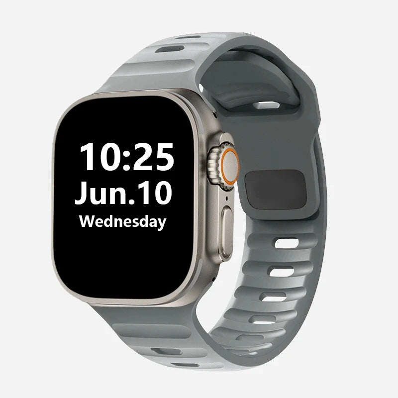 Silicone Apple Watch Band 38–49mm for iWatch Series 3–8 & Ultra