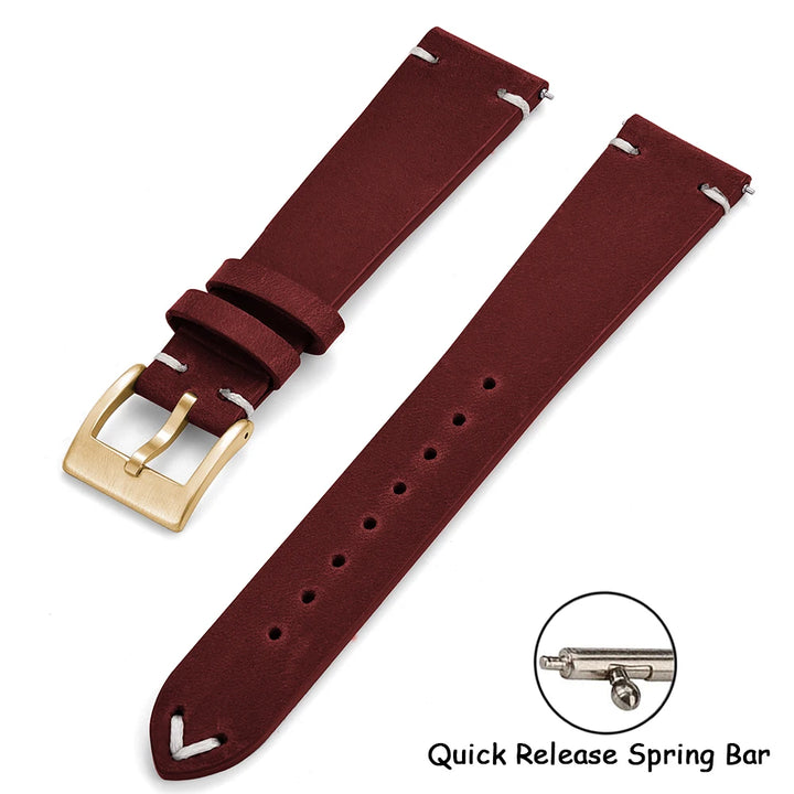 Crazy Horse Vintage Leather Quick-Release Watch Strap (18-22mm)