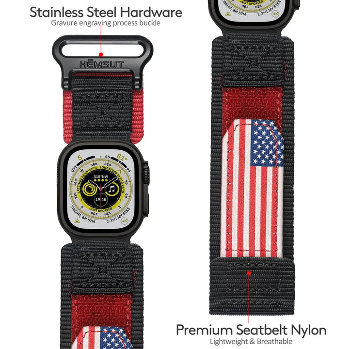 HEMSUT For Apple Watch Band Ultra 2 3 49mm Nylon Series 9 45mm Straps Soft Breathable Comptibility 38 40 41 42 44mm