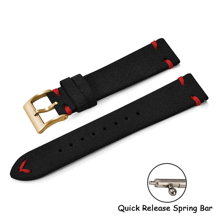 Vintage Suede Leather Quick Release Watch Strap – 20/22mm Brown/Grey