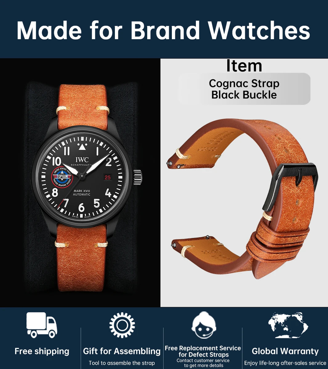 Luxury Quick Release Watchband Accessories For OMEGA Breitling Oris Bracelet Handmade Italian Pueblo Cow Leather Watch Strap