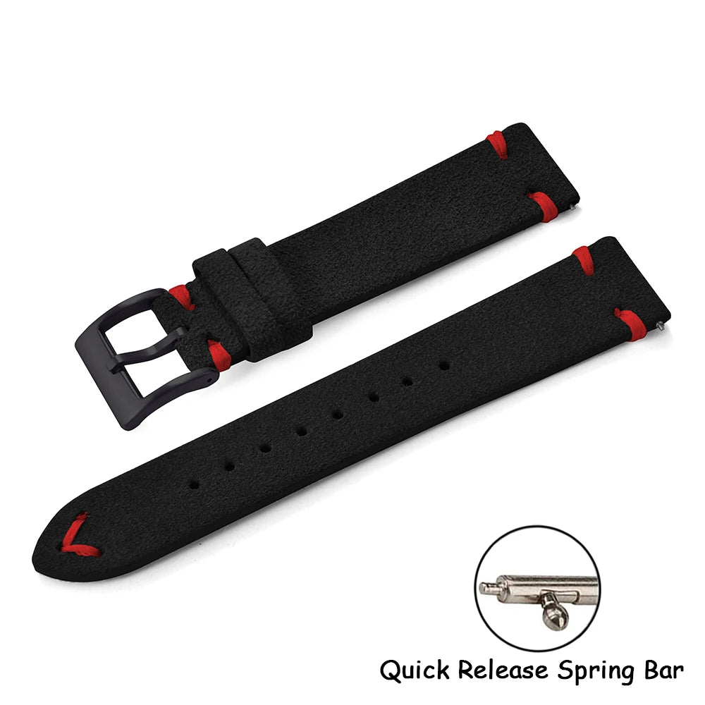 Vintage Suede Leather Quick Release Watch Strap – 20/22mm Brown/Grey