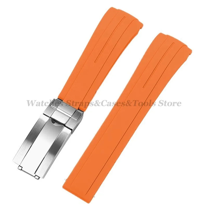 Curved Rubber Watch Strap for Rolex Daytona/Submariner – 20–22mm, Silicone