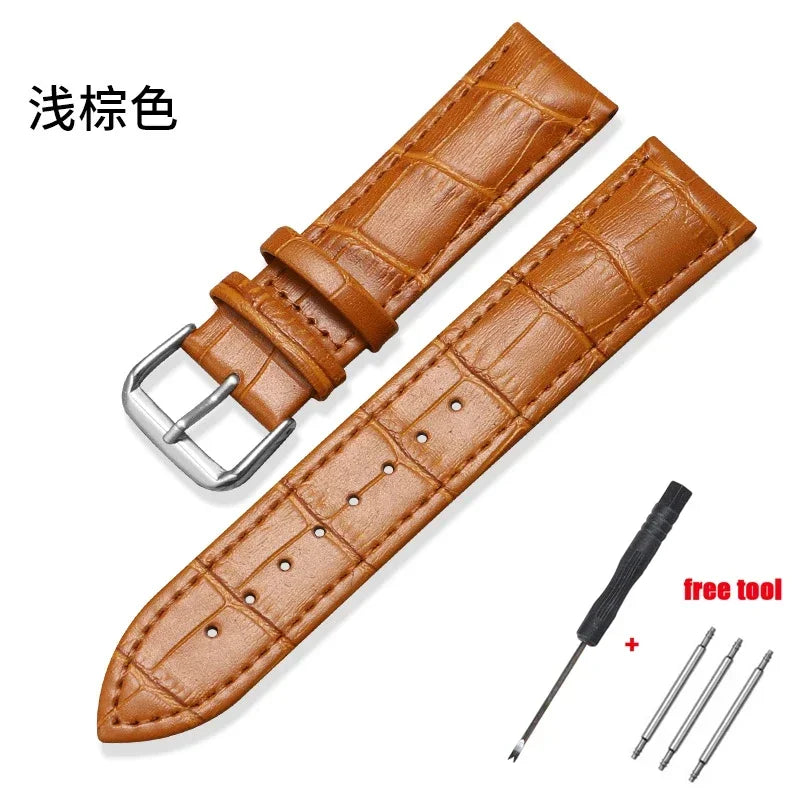 Genuine Calfskin Leather Watch Strap (10–24mm Universal)