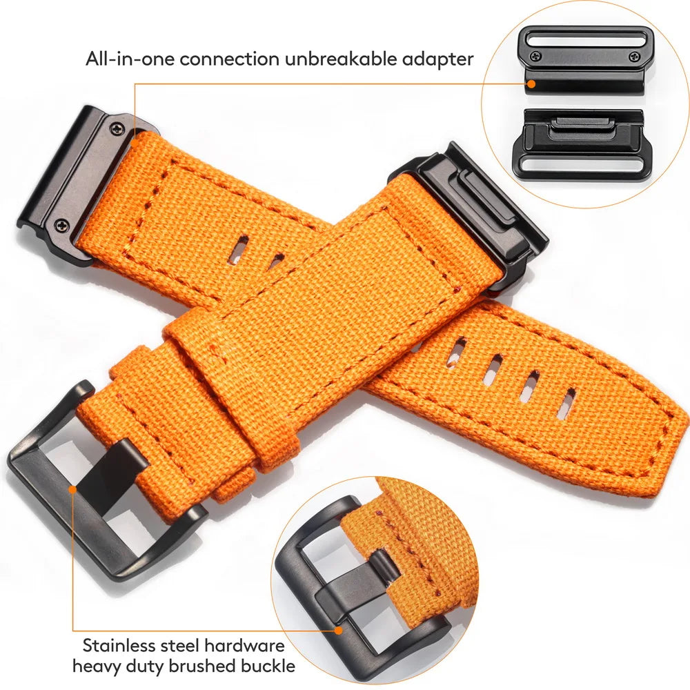 HEMSUT Canvas Quickfit Watch Band for Garmin (22-26mm)