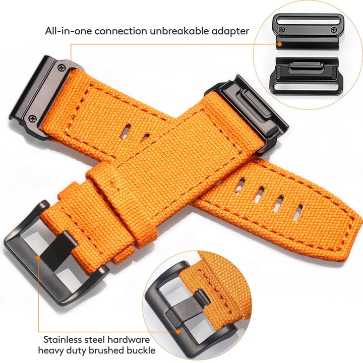 HEMSUT Canvas Quickfit Watch Band for Garmin (22-26mm)