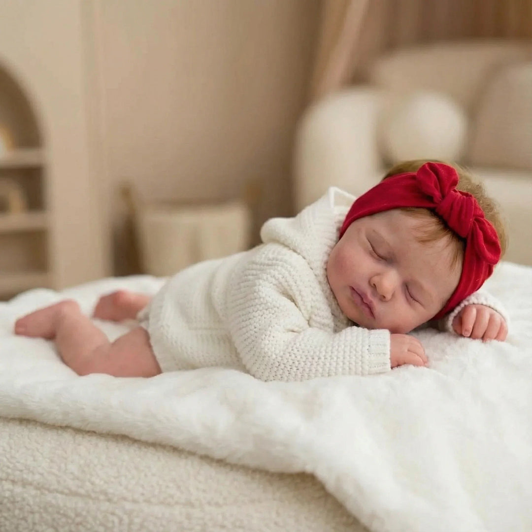 NPK 49CM Loulou Asleep Newborn Baby Doll - Soft Body Lifelike 3D Skin Visible Veins High Quality Handmade Doll for Collectors