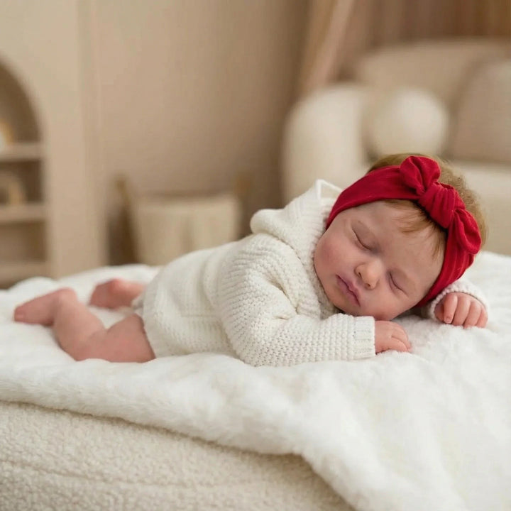 NPK 49CM Loulou Asleep Newborn Baby Doll - Soft Body Lifelike 3D Skin Visible Veins High Quality Handmade Doll for Collectors