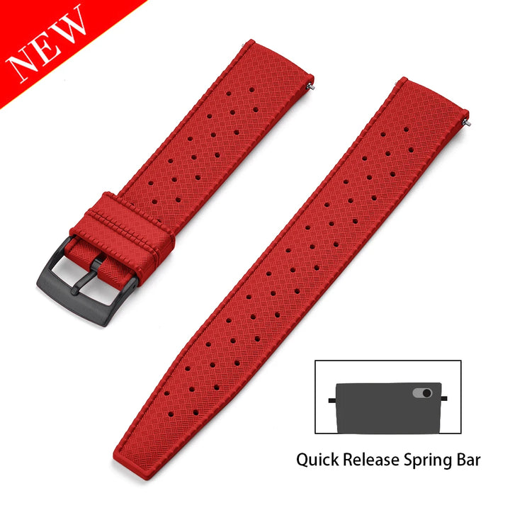 Premium Tropical FKM Rubber Straps 18mm 19mm 20mm 21mm 22mm 23mm 24mm Quick Release Perfect Fit Flat End Universal Watch Strap