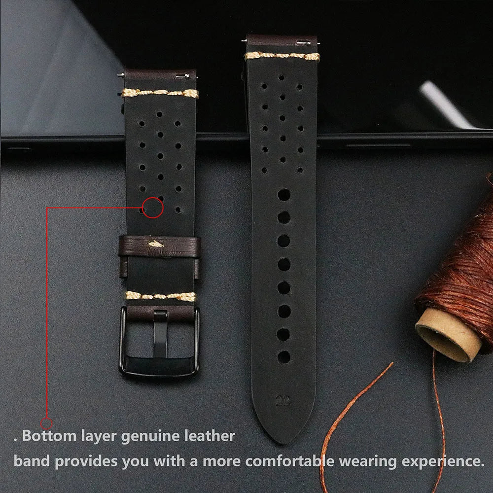 Fashion Quick Release Top Grain Leather Watch Band 20mm 22mm