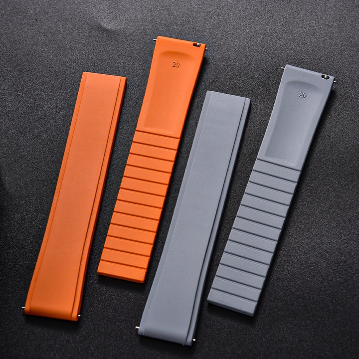 New Design Convex Shape CTS FKM Rubber Watch Strap 19mm 20mm 21mm 22mm CTS Watchbands Quick Release Butterfly Buckle Cut To Size