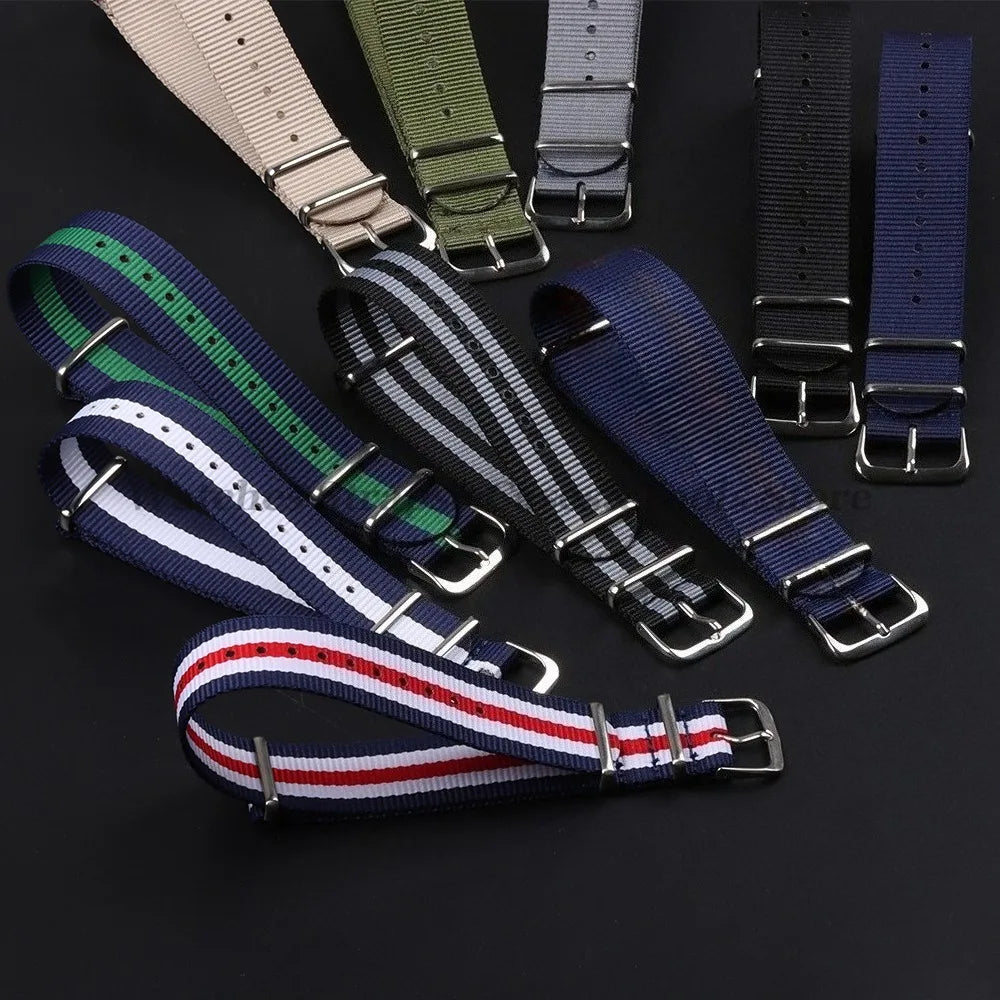 Nylon Army Sport Strap (18–22mm) – Black & Green