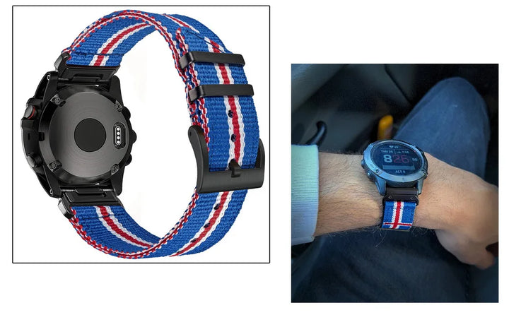 HEMSUT Nylon QuickFit Watch Strap – 22/26mm for Garmin Fenix 6/7/8, Epix, Enduro, Tactix, MARQ