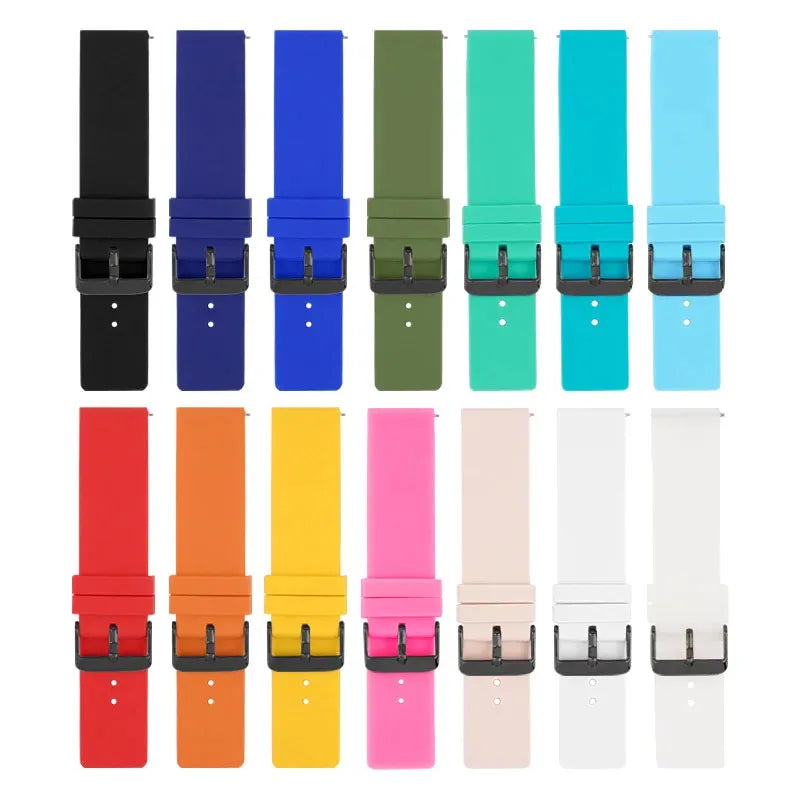 Silicone Watch Strap – 12–24mm, Soft Rubber for Seiko & Huawei GT Series