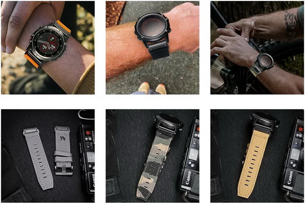 HEMSUT Canvas Quickfit Watch Band for Garmin (22-26mm)
