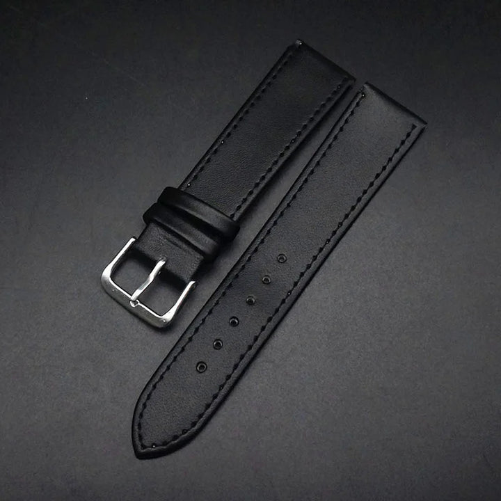 PU Leather Watch Strap Black & Brown (12–22mm, Unisex)
