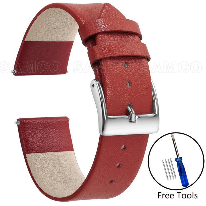 Genuine Leather Minimalist Thin Elegant Apple Watch Band 12–22mm (Soft Wrist Bracelet)