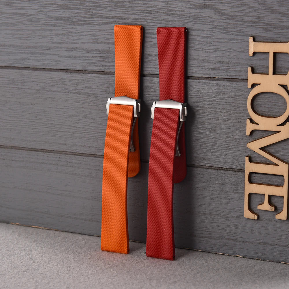 JUELONG Premium Grade Soft FKM Rubber Watch Strap Perfect Fit Flat End Universal Quick Release Straps 20mm Watchbands