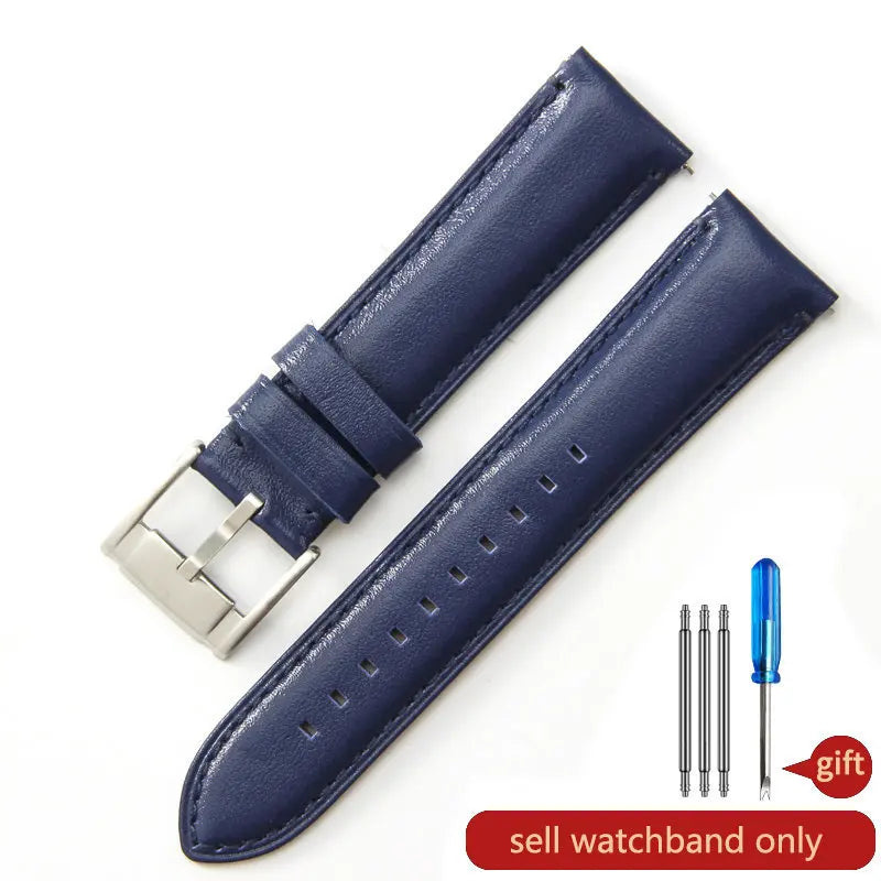 Genuine Leather Watch Strap for Fossil (22/24mm, Dark Blue)
